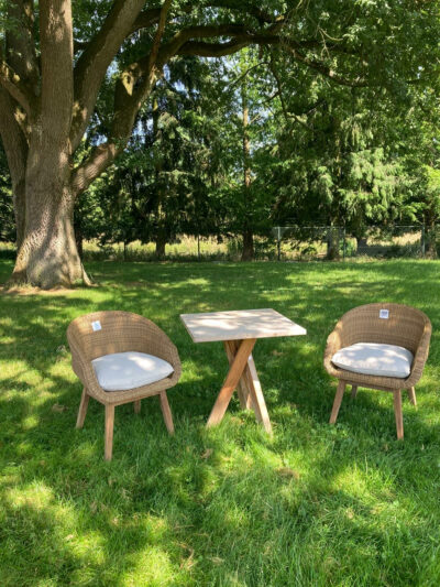 Square Bistro Table & 2 Martin Dining Chairs - Maison Pederrey - Afbeelding 2